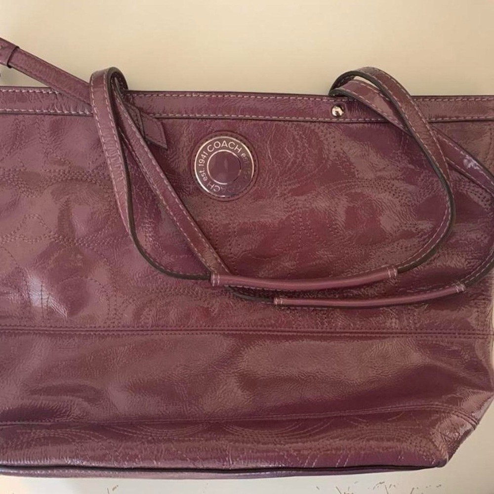 Coach Purple Leather Tote Purse